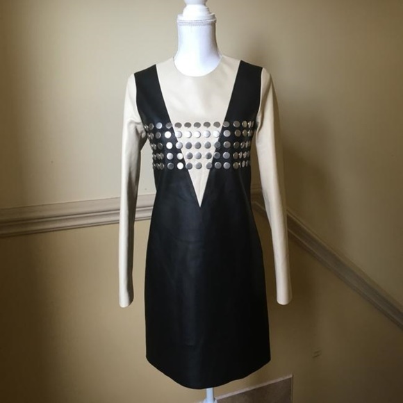 CK Collection Studded Leather dress Authentic sz 8 - Picture 1 of 8